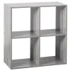 Étagère bois 4 cases mix gris