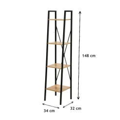 Étagère colonne 4 niveaux en bois Beige