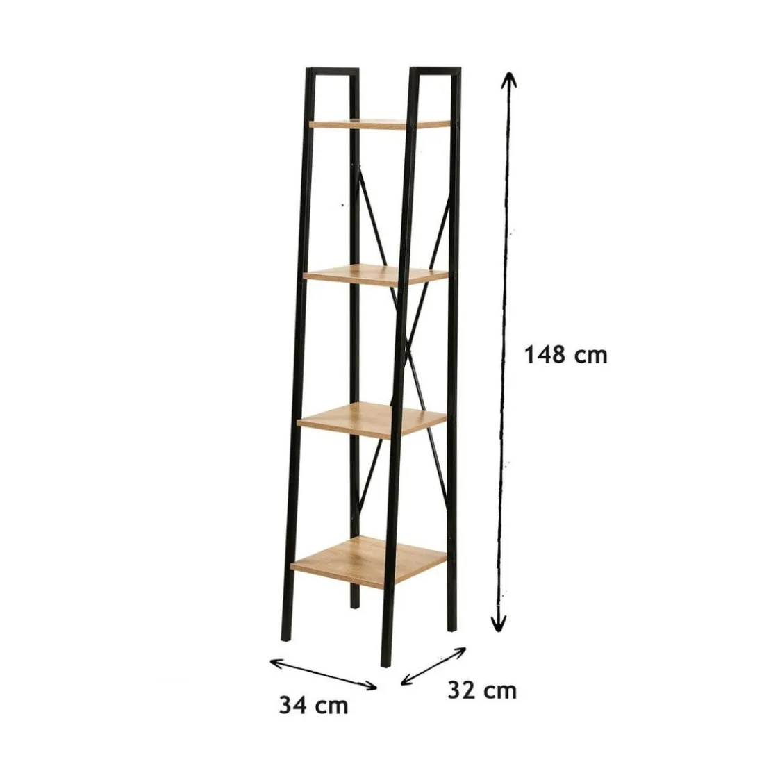 Étagère colonne 4 niveaux en bois Beige