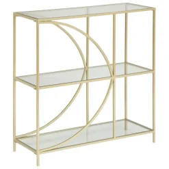 Étagère métal et verre trempé doré