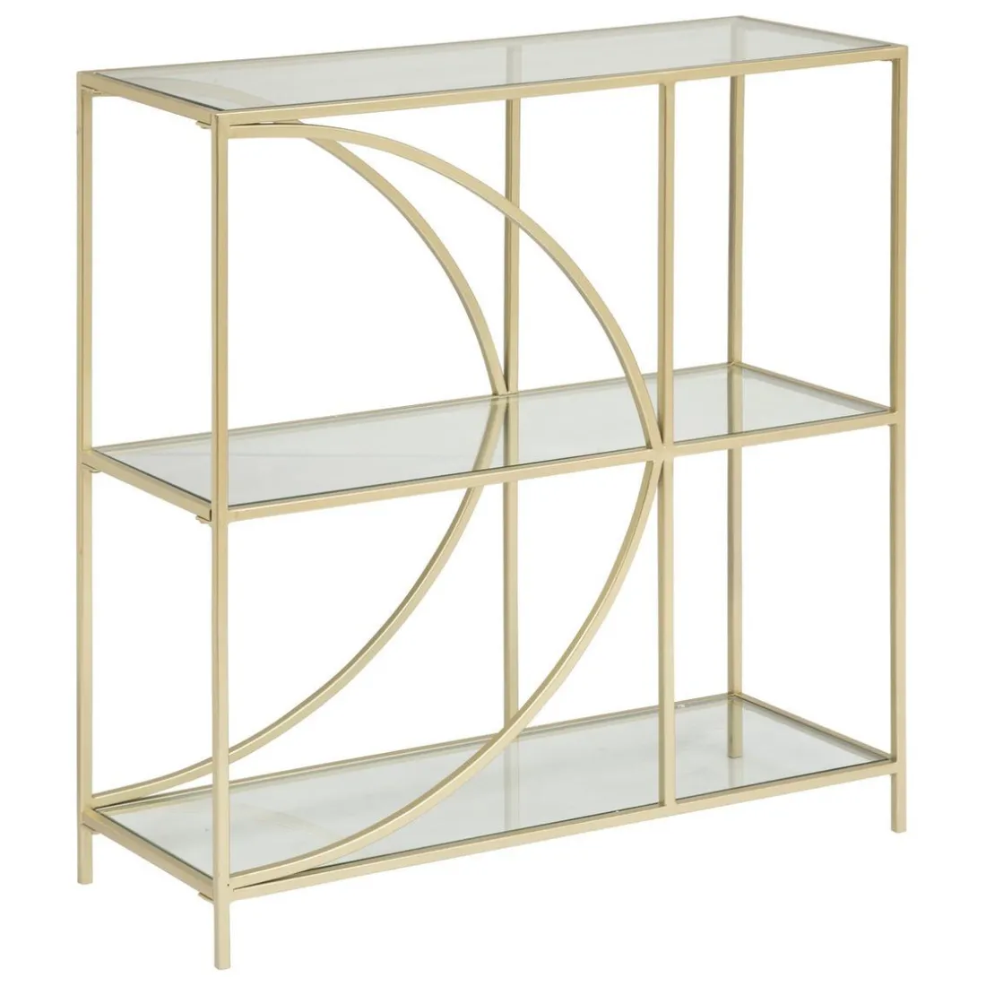 Étagère métal et verre trempé doré