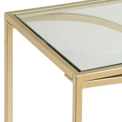 Étagère métal et verre trempé doré
