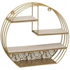 Étagère Mur Bois et Métal Rond Gold