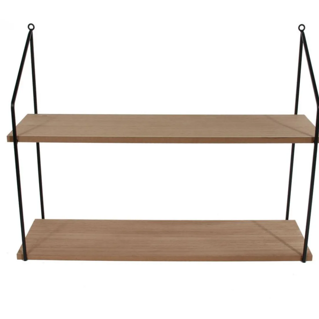 Étagère Murale à 2 Plateaux en Bois et Structure en Métal Noir NIALL