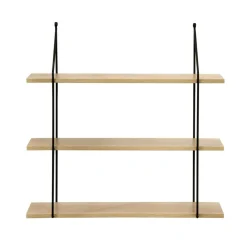 Étagère murale 3 niveaux plateau en bois et support métal