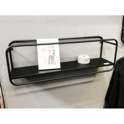 étagère murale en tube d'acier laqué noir