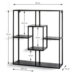 étagère murale tablettes en métal laqué noir