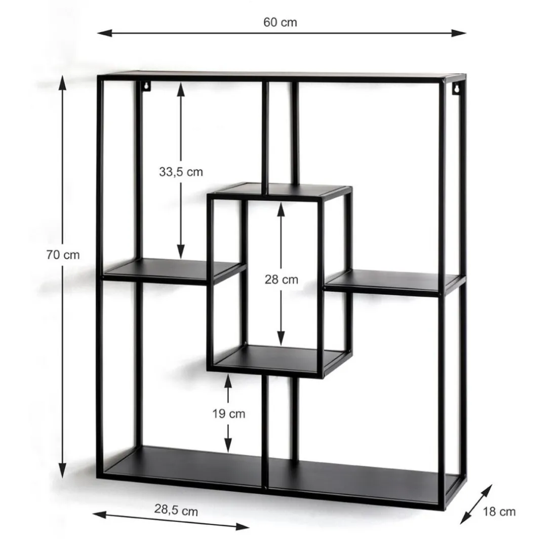 étagère murale tablettes en métal laqué noir
