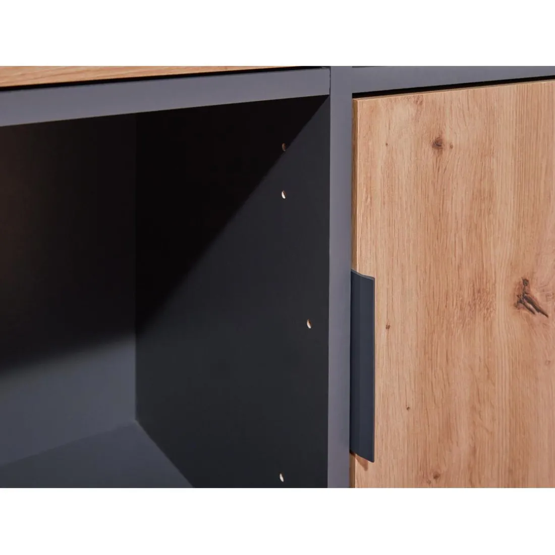 Étagère PEPETO 5 tiroirs chêne Artisan /anthracite