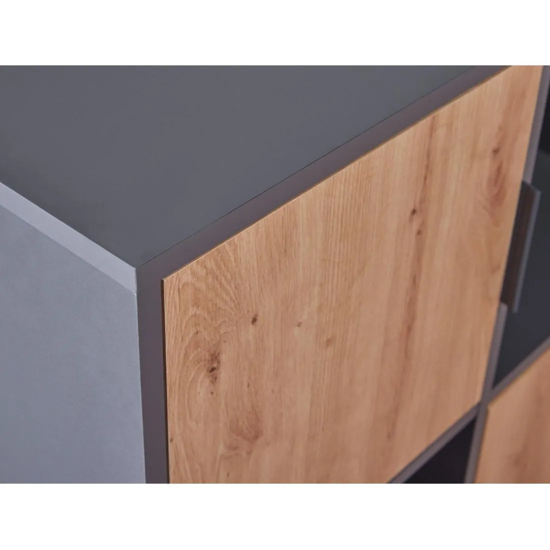 Étagère PEPETO 5 tiroirs chêne Artisan /anthracite