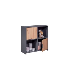 Étagère PEPETO 2 tiroirs chêne Artisan /anthracite