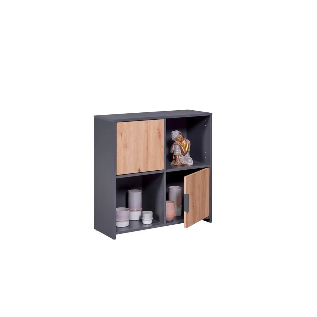 Étagère PEPETO 2 tiroirs chêne Artisan /anthracite
