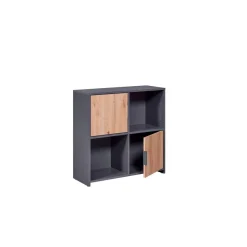 Étagère PEPETO 2 tiroirs chêne Artisan /anthracite