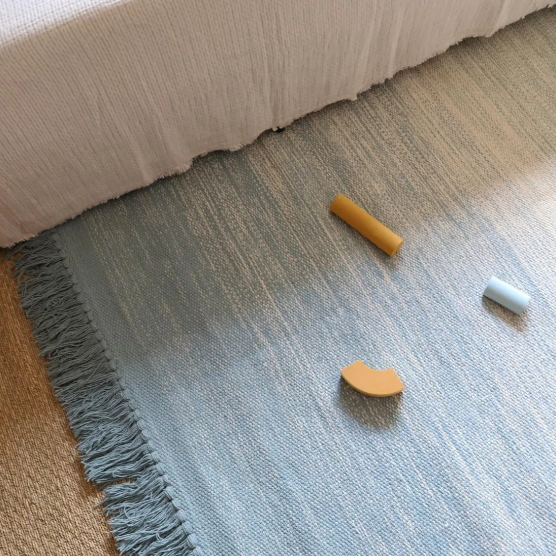 TAPIS BLEU EN COTON