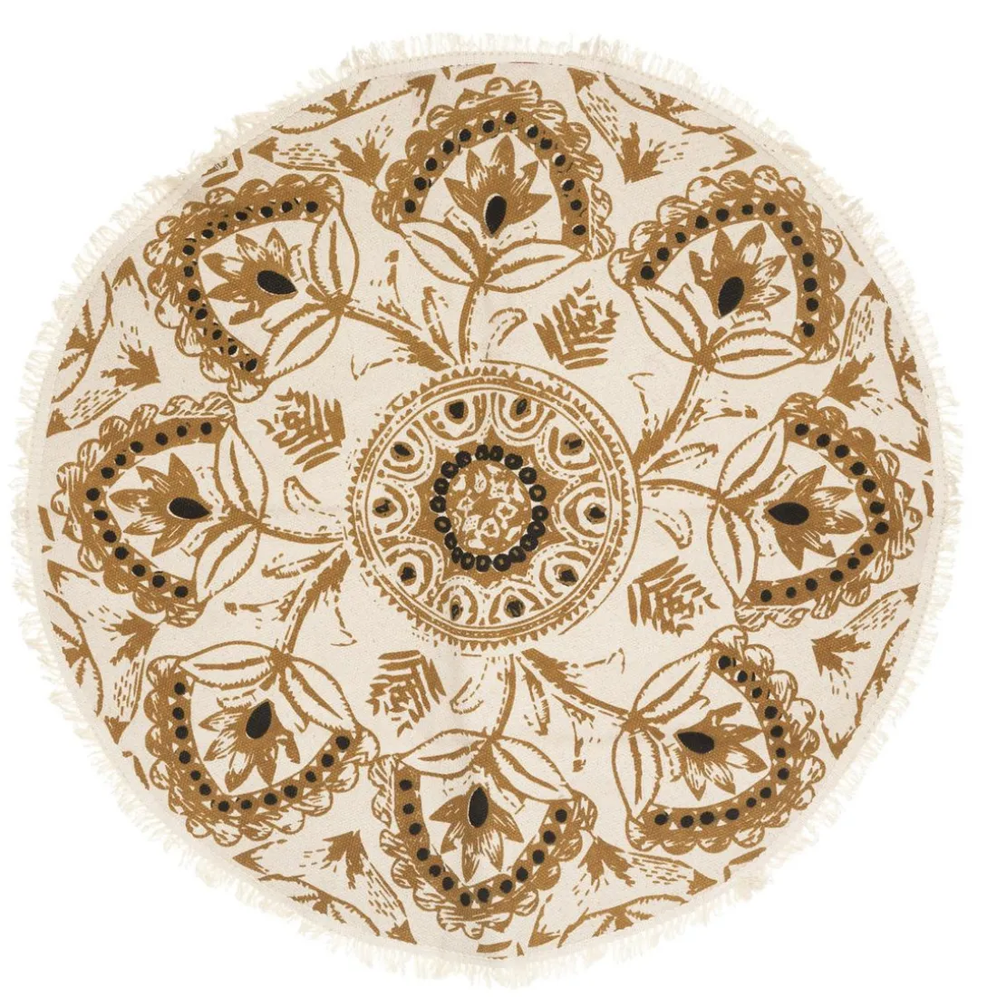 Tapis Box coton imprimé colonial D90cm