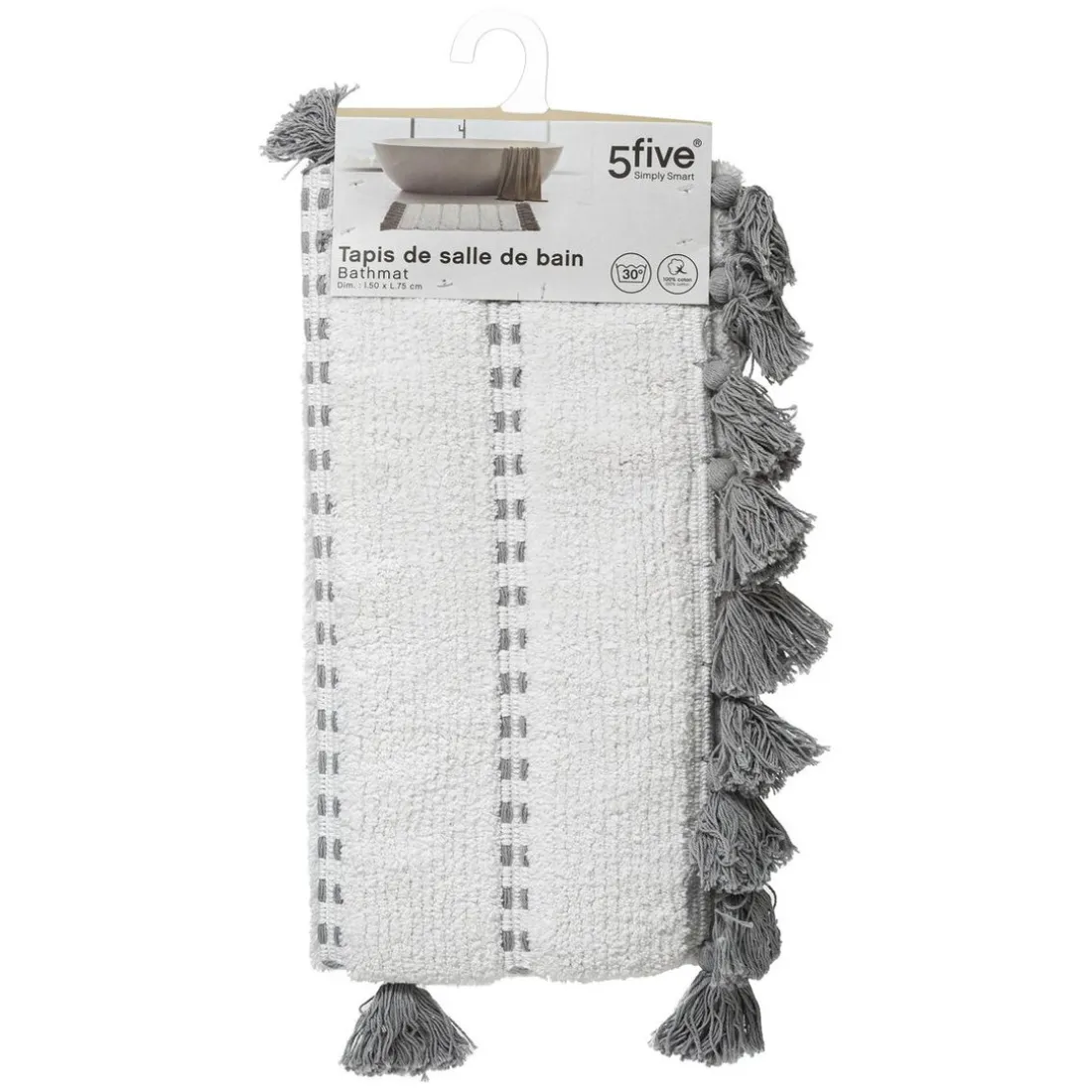Tapis Coton Pom-pom Gris 50 x 75