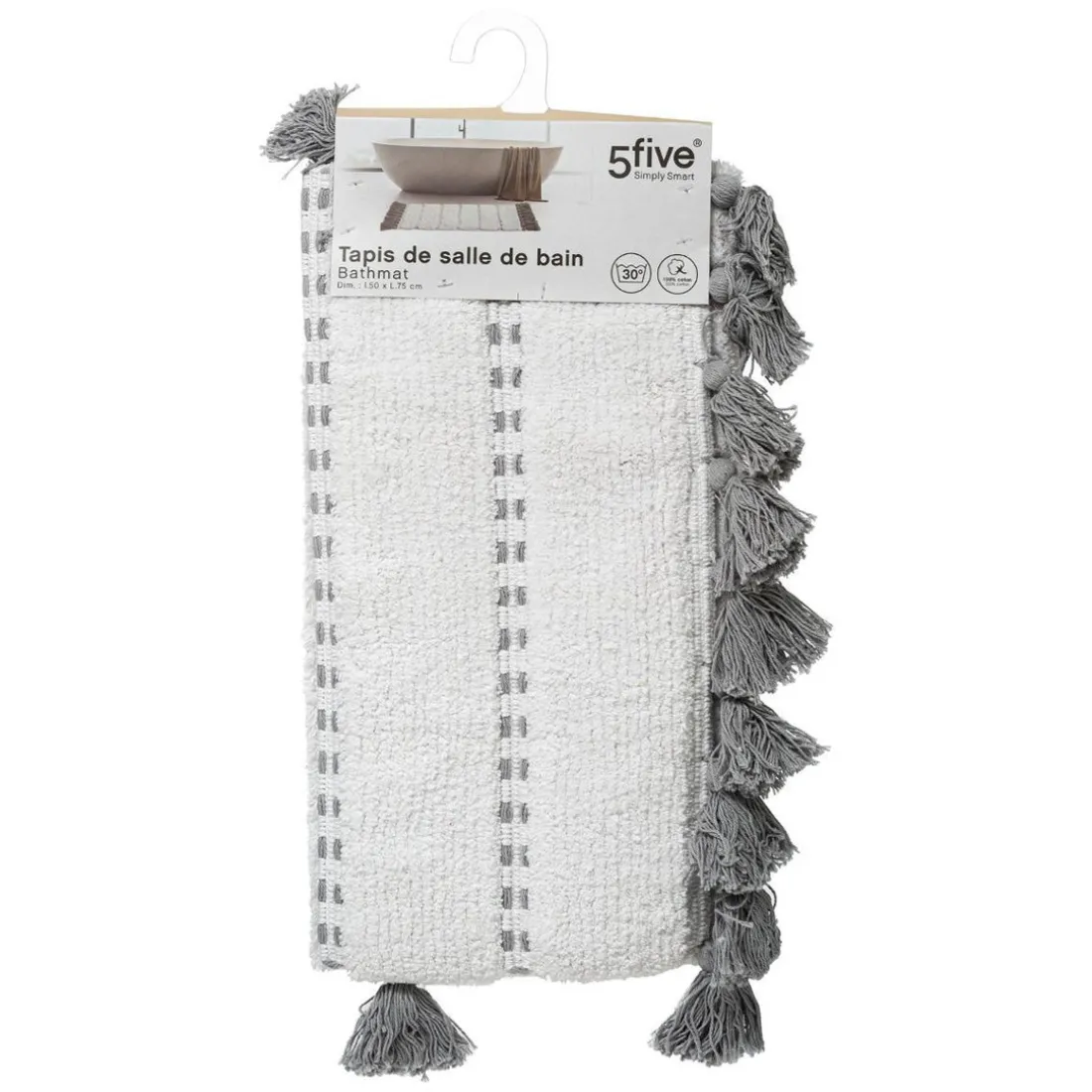 Tapis Coton Pom-pom Gris 50 x 75