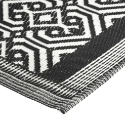 Tapis d'intérieur ou extérieur en plastique 120 x 180 mandala noir