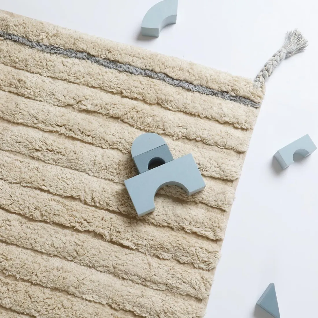 TAPIS EN COTON BLEU