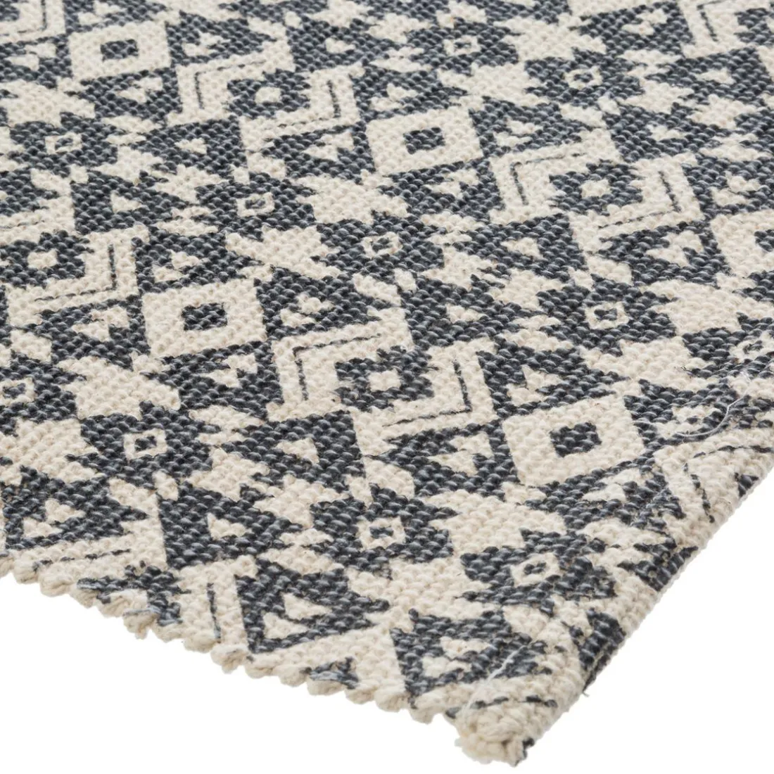 Tapis en Coton Imprimé Box Gris modèle A