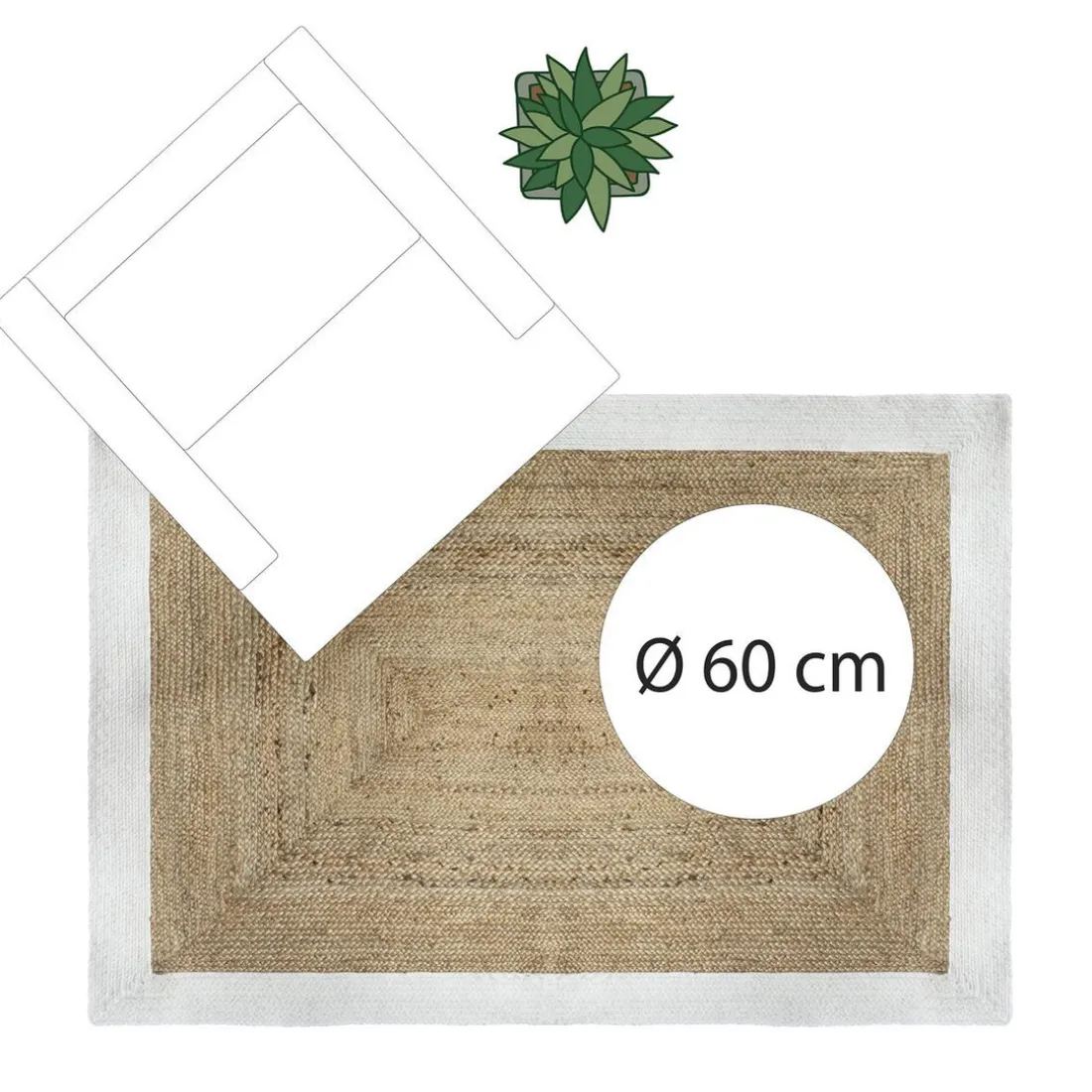 Tapis en Jute à Bord Blanc