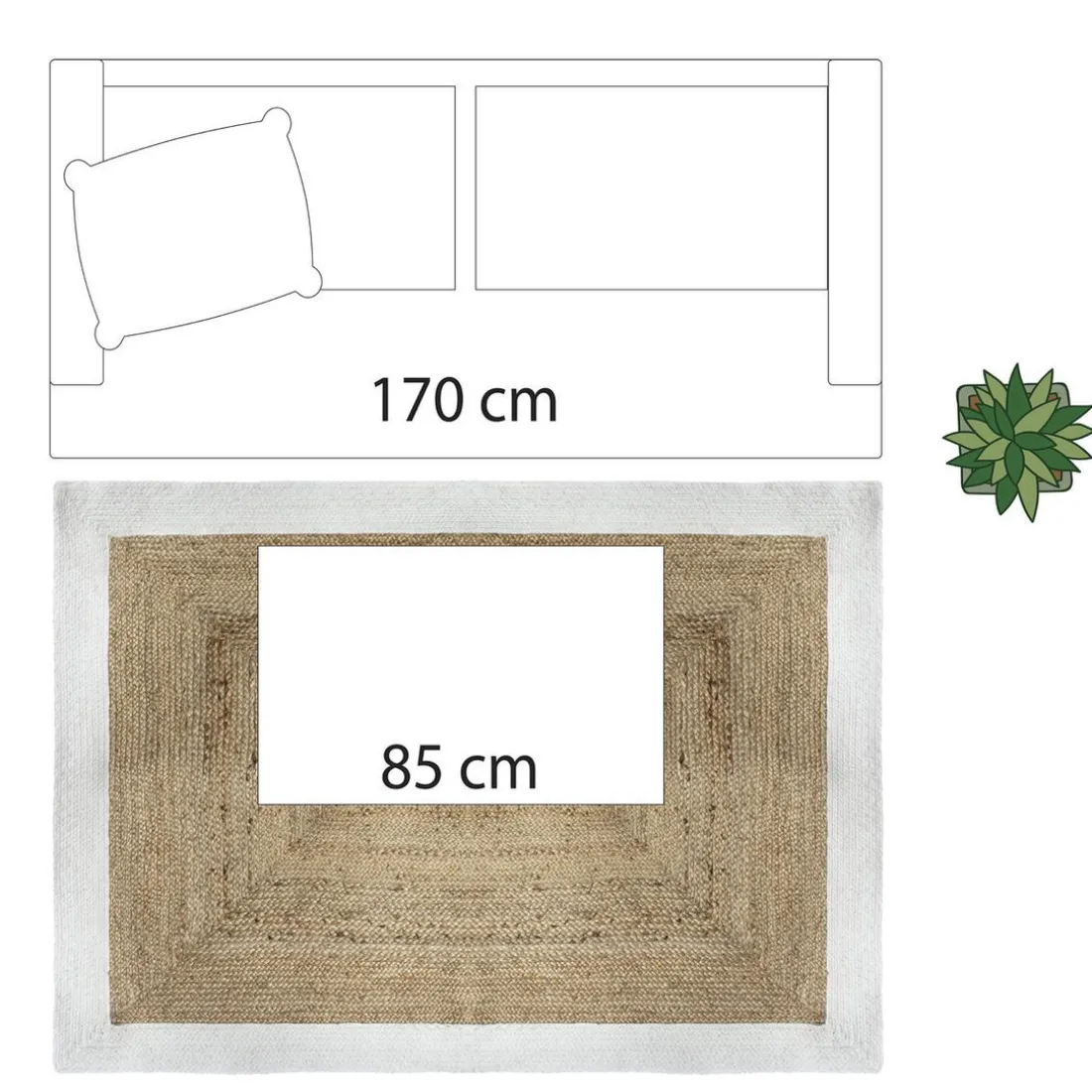 Tapis en Jute à Bord Blanc