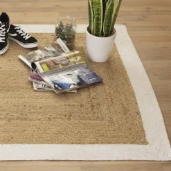 Tapis en Jute à Bord Blanc