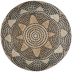 Tapis en Jute Rond Imprimé pois Living