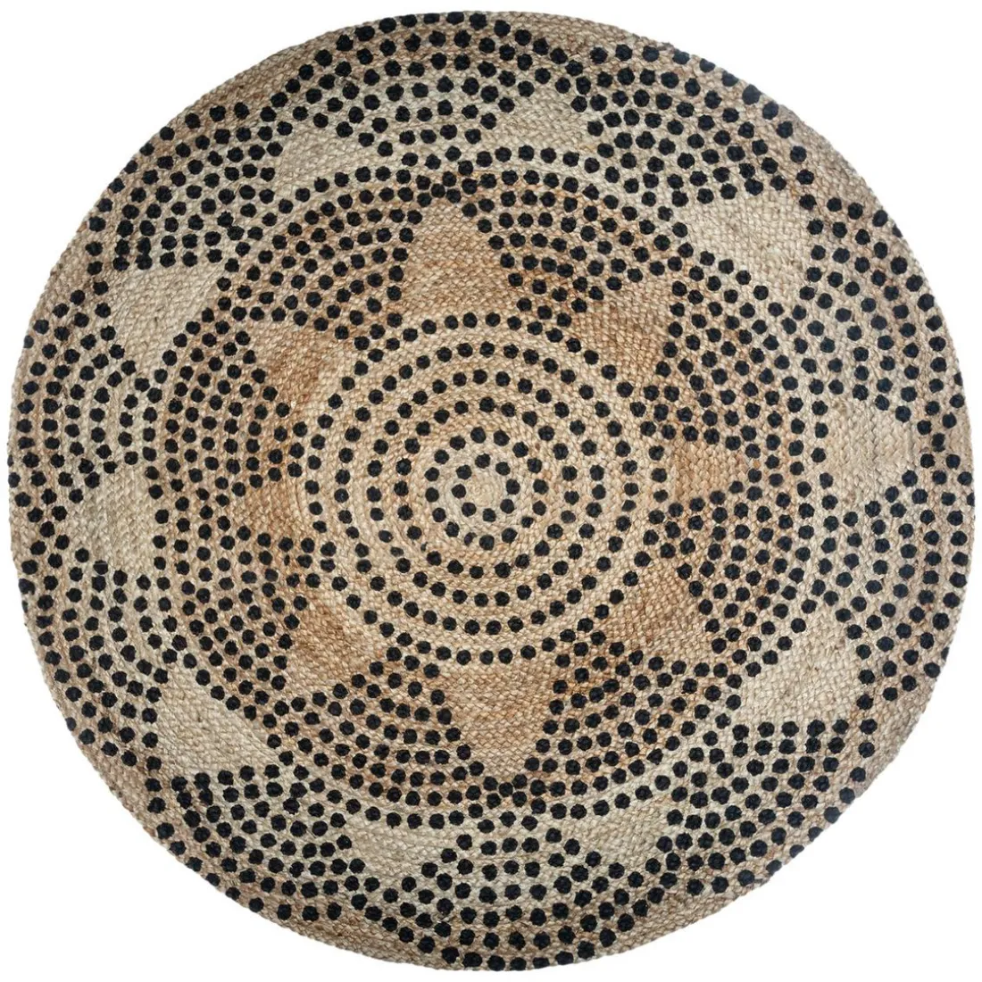 Tapis en Jute Rond Imprimé pois Living