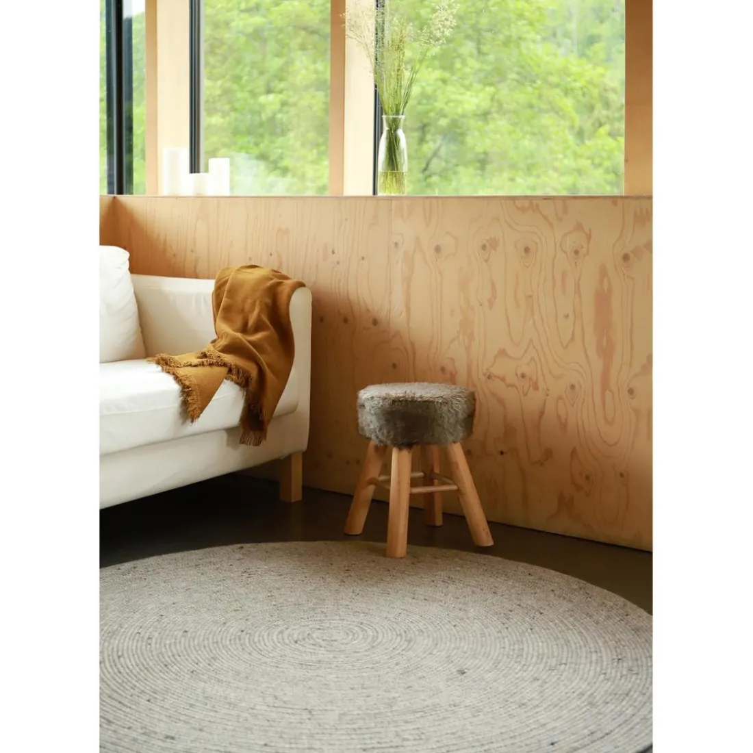 TAPIS EN LAINE GRIS L