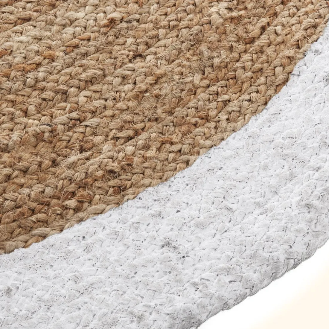 Tapis jute bord blanc D120