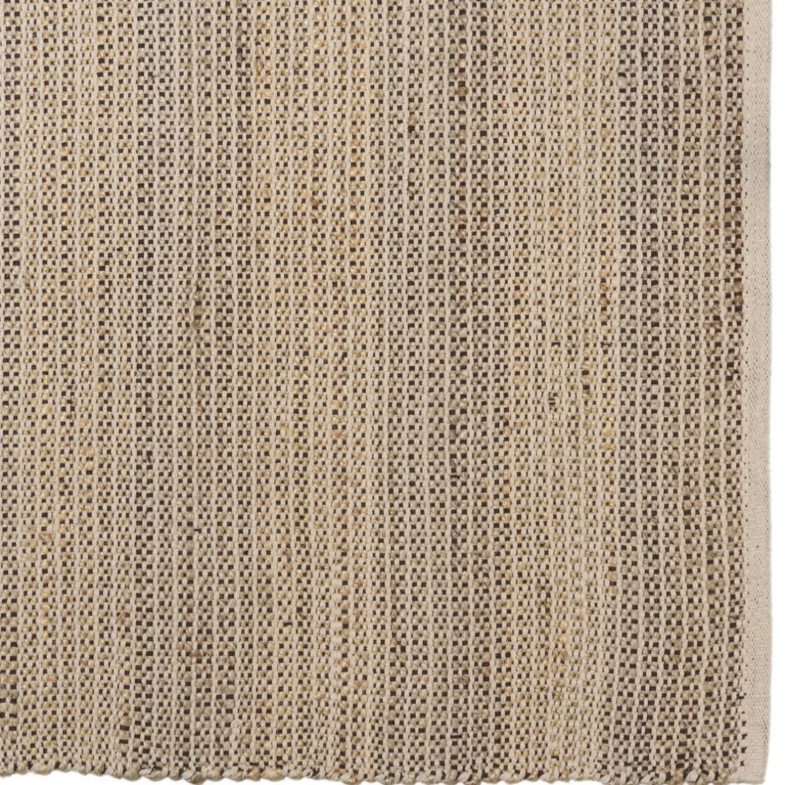 Tapis rectangulaire en jute et coton couleur sable/ivoire/noir QUENTIN