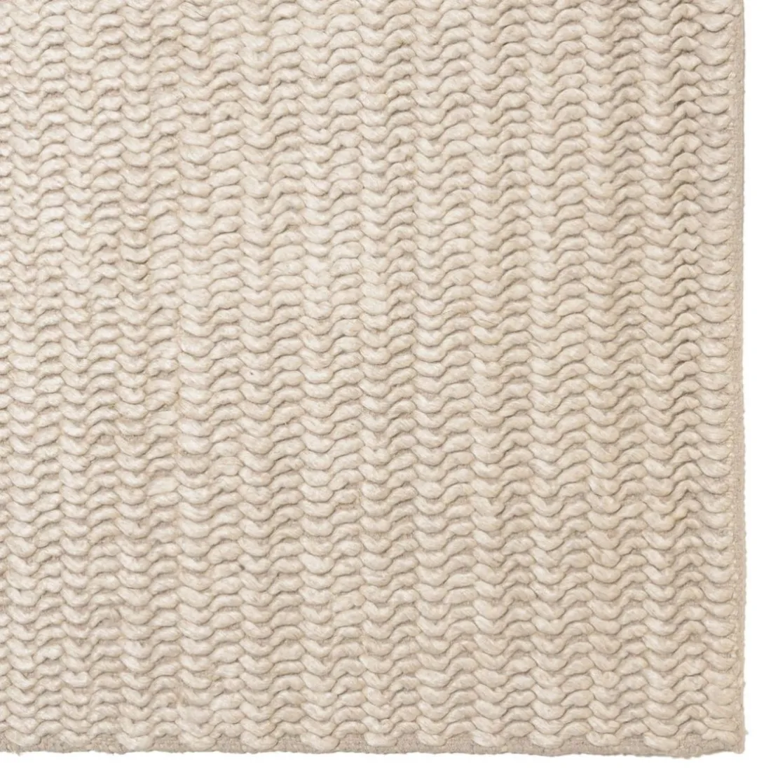 Tapis rectangulaire en laine tissée couleur beige QUENTIN