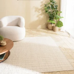 Tapis rectangulaire 200x290cm en coton recyclé couleur ivoire SACHA