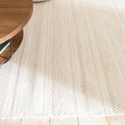 Tapis rectangulaire 160x230cm laine texturée nuances de beige SACHA