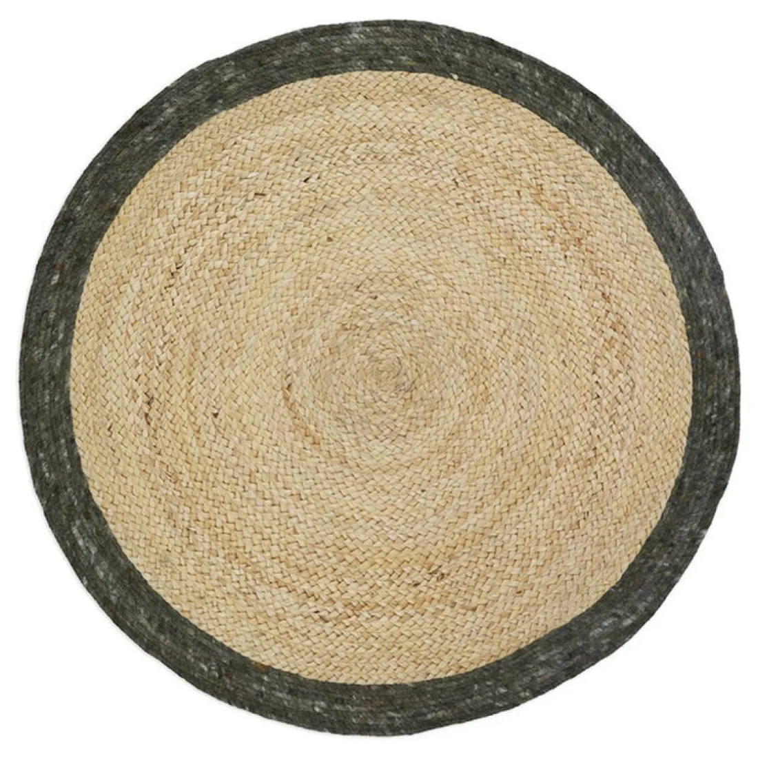 Tapis rond en jute et laine YHUKI olive taille M