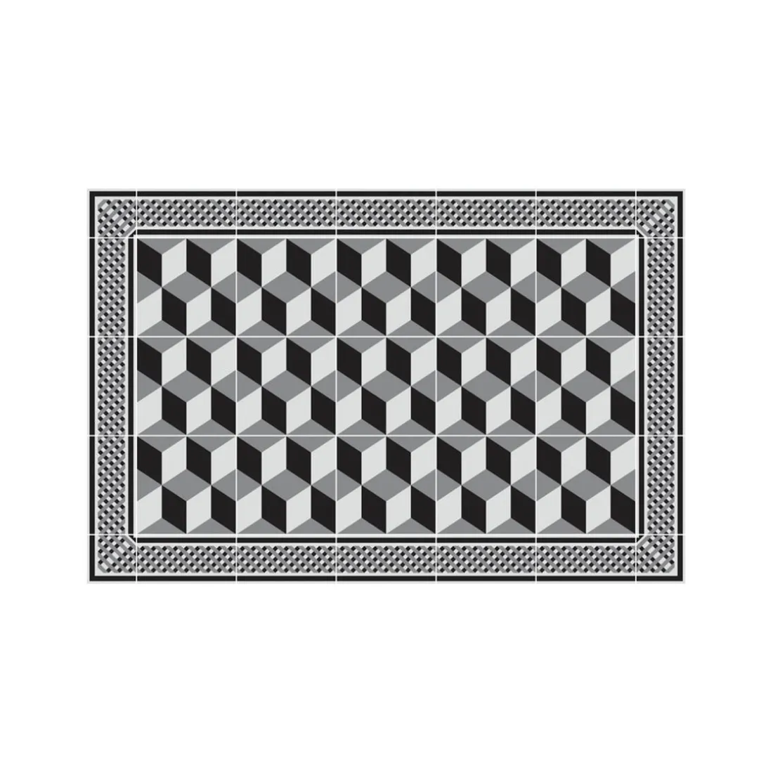Tapis Vinyle Mosaïque noir Boîte 50x75