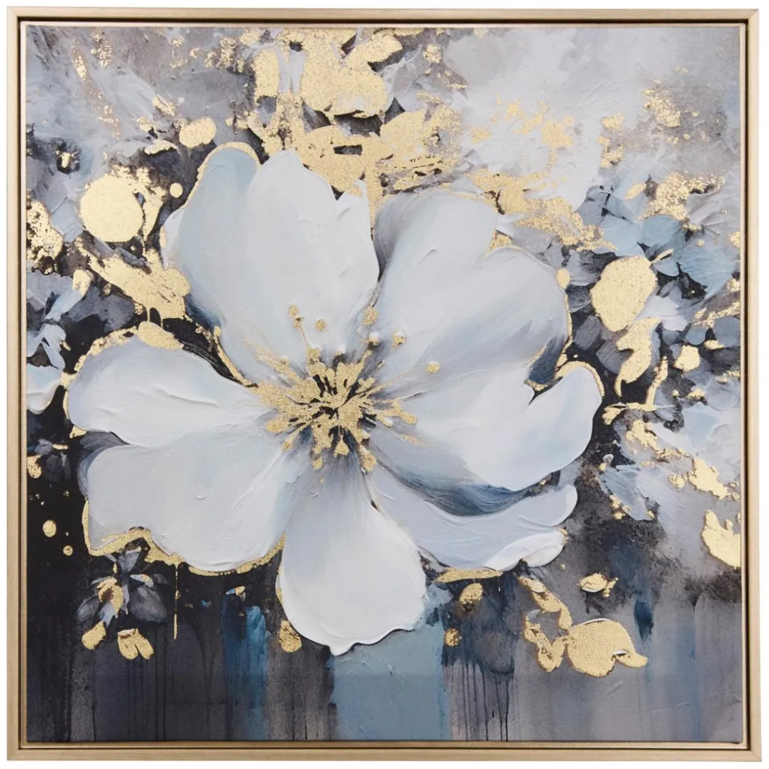 Toile imprimée bleu encadrée Jiho