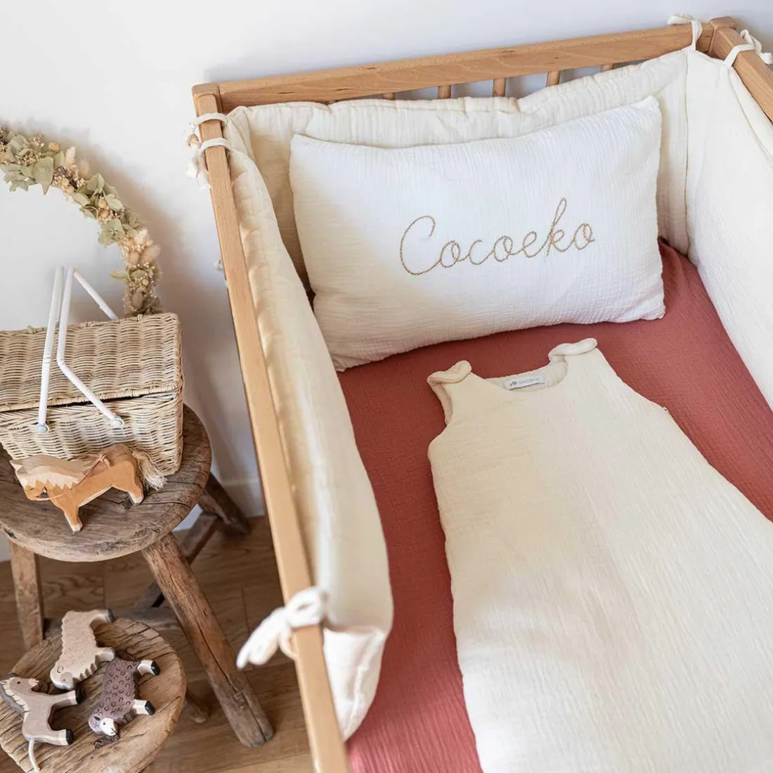 Tour de lit en gaze de coton ECRU