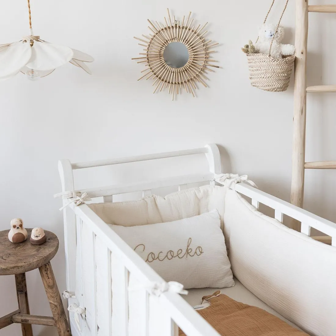 Tour de lit en gaze de coton ECRU