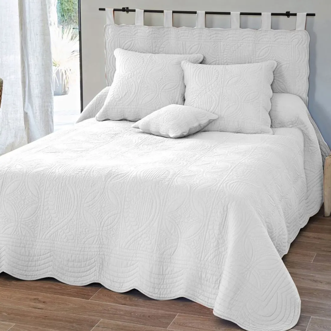 Tête de lit en boutis uni coton - Blanc