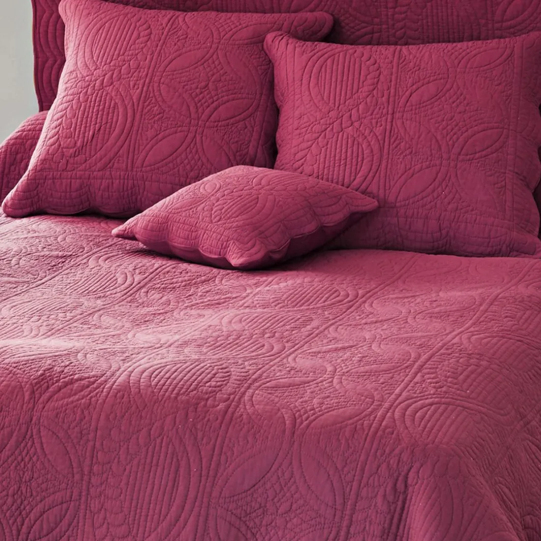 Tête de lit en boutis uni coton - Rouge