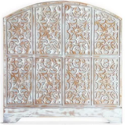 Tête de lit style oriental bois sculpté Linium Gris patiné