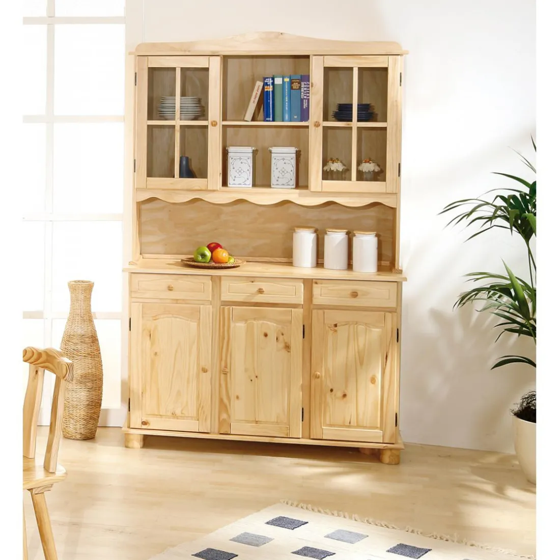 Vaisselier 3 portes en Bois massif STULIO