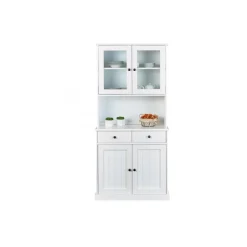 Vaisselier 4 portes en bois Massif Blanc