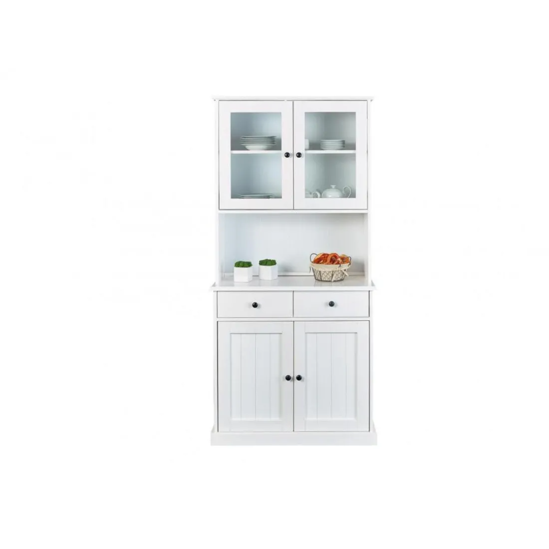Vaisselier 4 portes en bois Massif Blanc