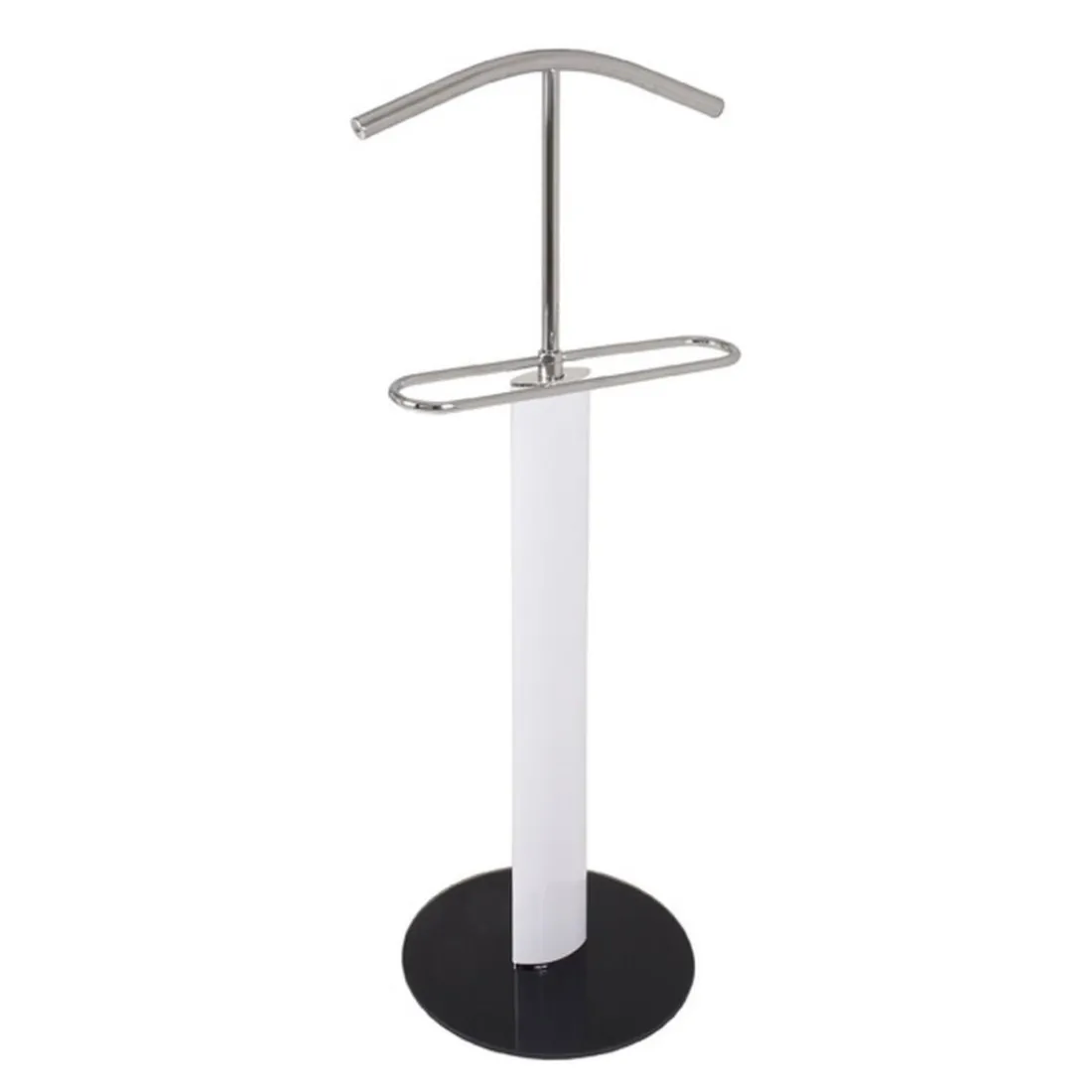 Valet de chambre tube en acier laqué plateau du pied verre trempé
