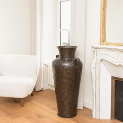 Vase alu avec anses couleur cuivre noir antique HONORE