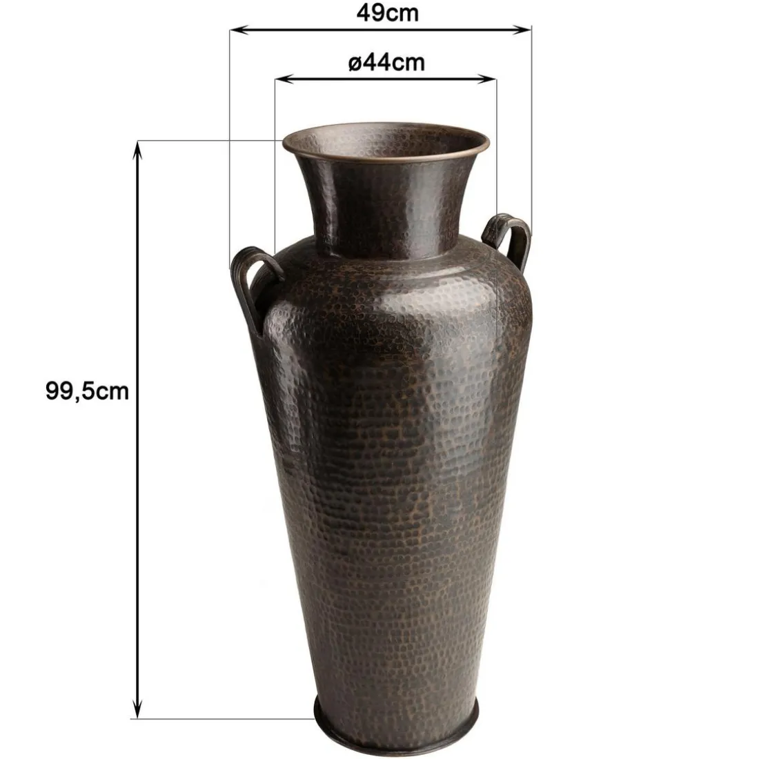 Vase alu avec anses couleur cuivre noir antique HONORE