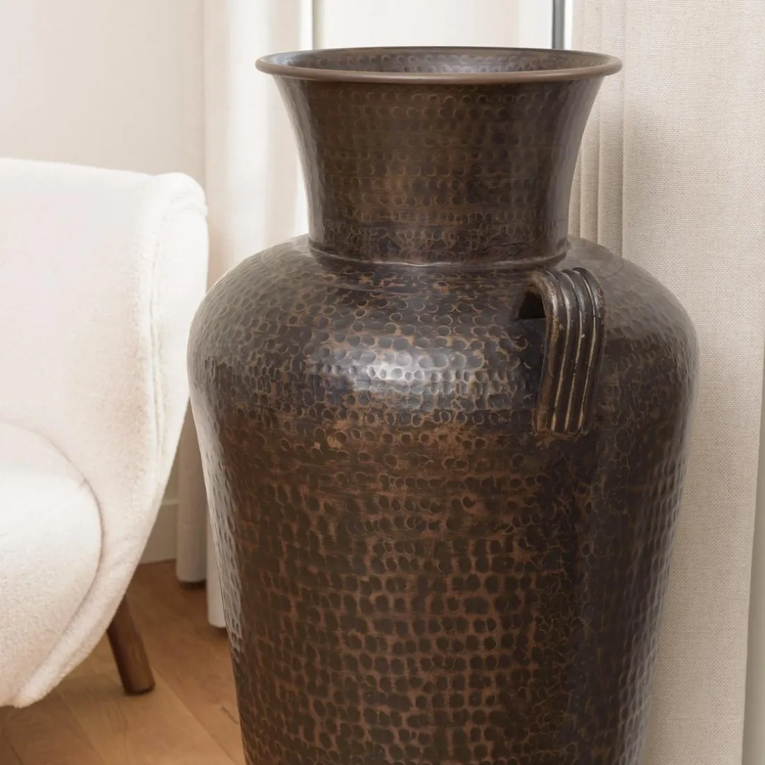 Vase alu avec anses couleur cuivre noir antique HONORE